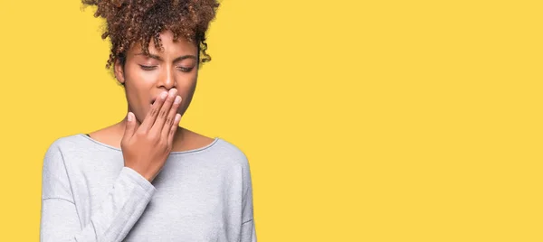 Beautiful Young African American Woman Isolated Background Bored Yawning Tired — Stock Photo, Image