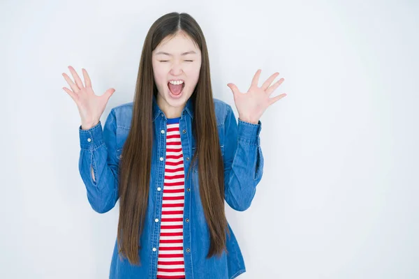 Beautiful Young Asian Woman White Isolated Background Celebrating Mad Crazy — Stock Photo, Image