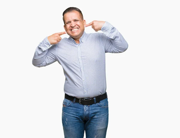 Middle Age Arab Business Man Isolated Background Smiling Confident Showing — Stock Photo, Image