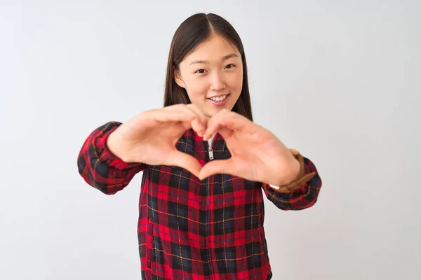 Jonge Chinese Vrouw Het Dragen Van Casual Jas Staande Geïsoleerde — Stockfoto