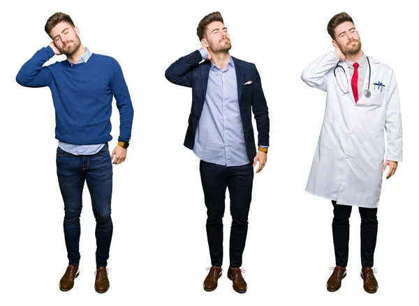 Collage Eines Gut Aussehenden Jungen Professionellen Mannes Mit Weißem Isoliertem — Stockfoto