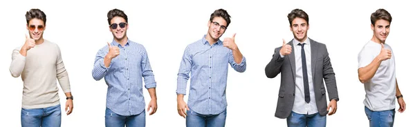 Collage Eines Jungen Gut Aussehenden Geschäftsmannes Mit Isoliertem Hintergrund Der — Stockfoto