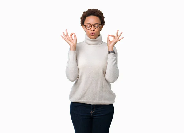 Young Beautiful African American Woman Wearing Glasses Isolated Background Relax — Stock Photo, Image