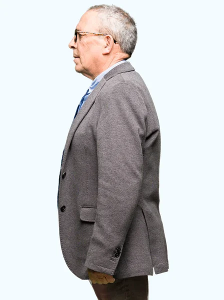 Gutaussehender Älterer Geschäftsmann Mit Brille Und Krawatte Der Zur Seite — Stockfoto