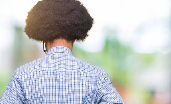 Jovem Homem Negócios Afro Americano Com Cabelo Afro Vestindo Óculos — Fotografia de Stock