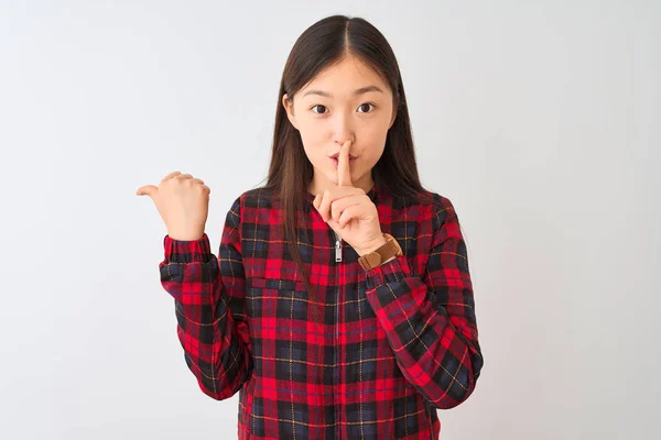 Young Chinese Woman Wearing Casual Jacket Standing Isolated White Background — Stock Photo, Image