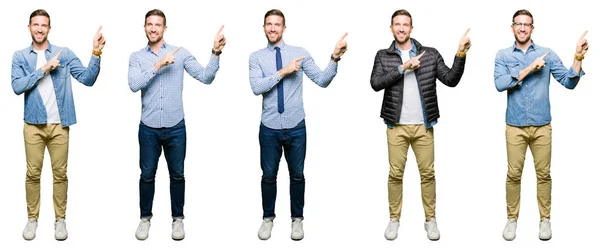 Collage Atractivo Joven Sobre Fondo Blanco Aislado Sonriendo Mirando Cámara —  Fotos de Stock