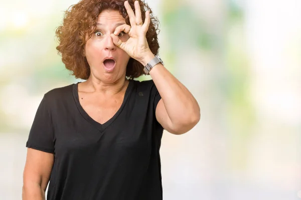 Beautiful Middle Ager Senior Woman Isolated Background Doing Gesture Shocked — Stock Photo, Image