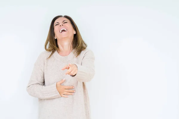 Beautiful Middle Age Woman Isolated Background Laughing You Pointing Camera — Stock Photo, Image