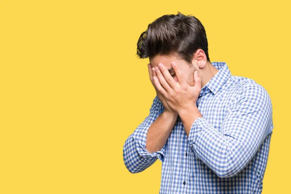 Jovem Homem Negócios Bonito Sobre Fundo Isolado Com Expressão Triste — Fotografia de Stock