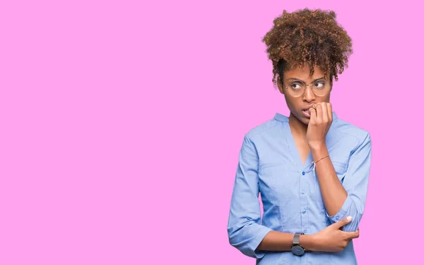 Beautiful Young African American Business Woman Isolated Background Looking Stressed — Stock Photo, Image