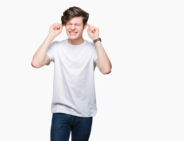 Young Handsome Man Wearing Casual White Shirt Isolated Background Smiling — Stock Photo, Image