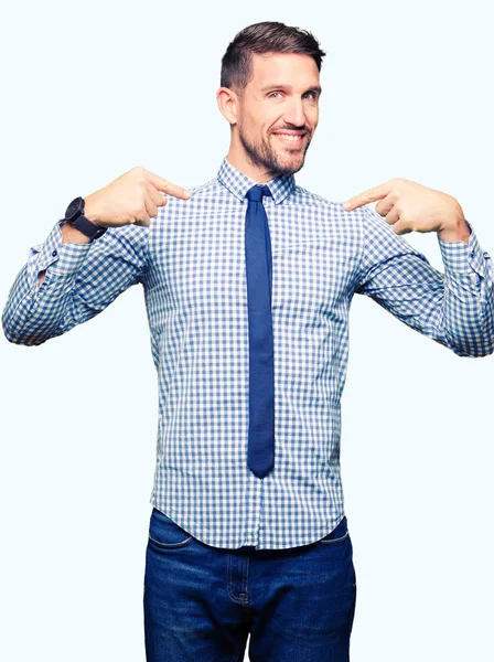 Homme Affaires Beau Portant Cravate Regardant Confiant Avec Sourire Sur — Photo