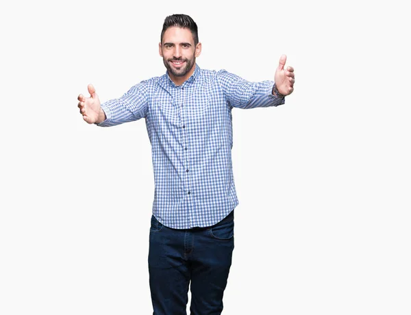 Jovem Homem Bonito Sobre Fundo Isolado Olhando Para Câmera Sorrindo — Fotografia de Stock