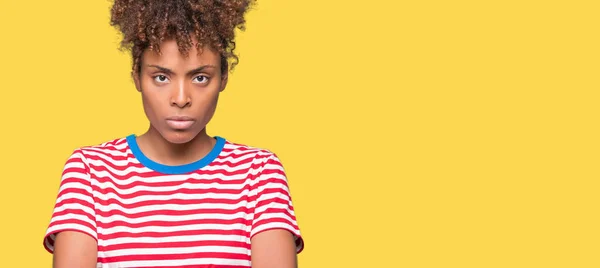 Beautiful Young African American Woman Isolated Background Skeptic Nervous Disapproving — Stock Photo, Image