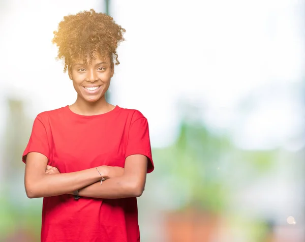 Vackra Unga Afroamerikanska Kvinnan Över Isolerade Bakgrund Glada Ansikte Ler — Stockfoto