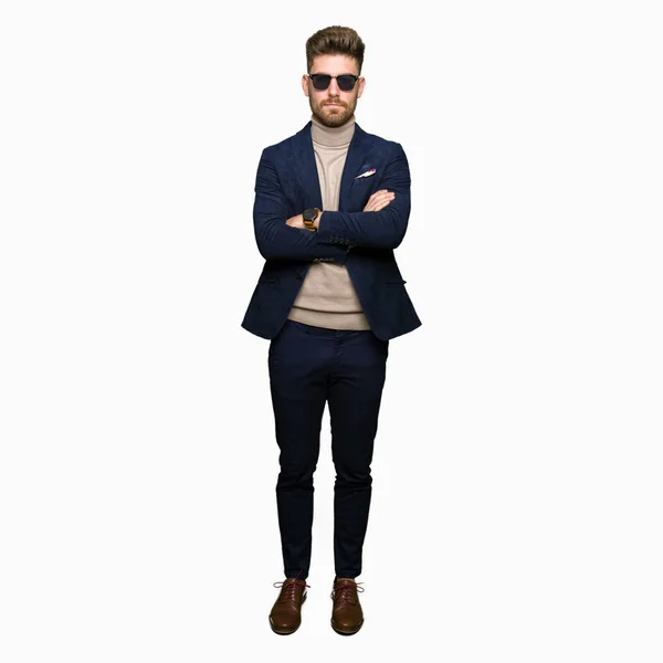 Young Handsome Elegant Man Wearing Sunglasses Skeptic Nervous Disapproving Expression — Stock Photo, Image