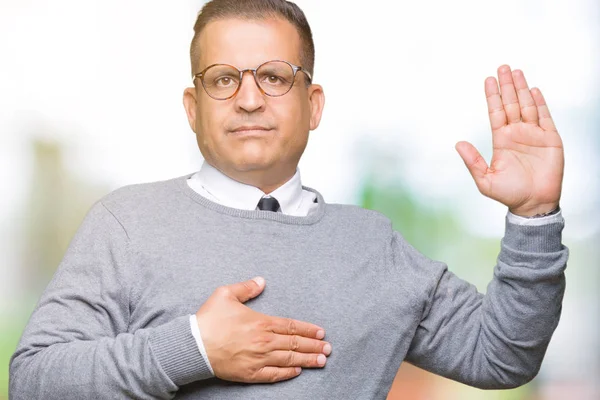 Middle Age Bussines Arab Man Wearing Glasses Isolated Background Swearing — Stock Photo, Image