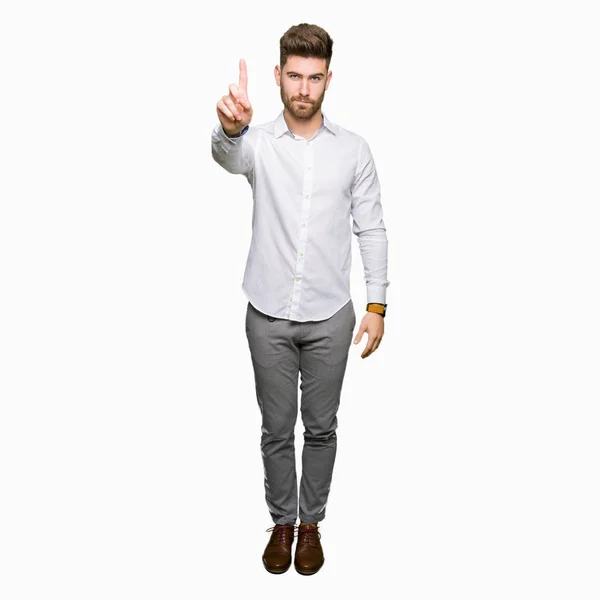 Young Handsome Business Man Pointing Finger Angry Expression — Stock Photo, Image