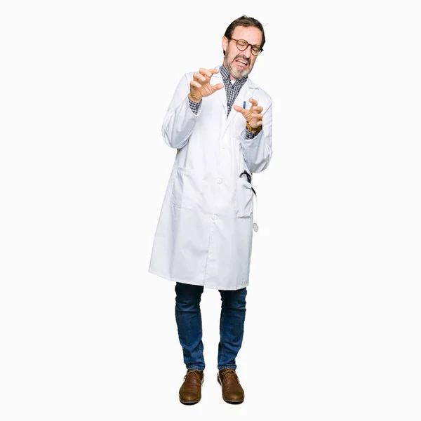 Middle Age Doctor Men Wearing Medical Coat Disgusted Expression Displeased — Stock Photo, Image