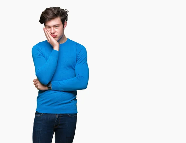 우울증 파란색 스웨터를 잘생긴 — 스톡 사진