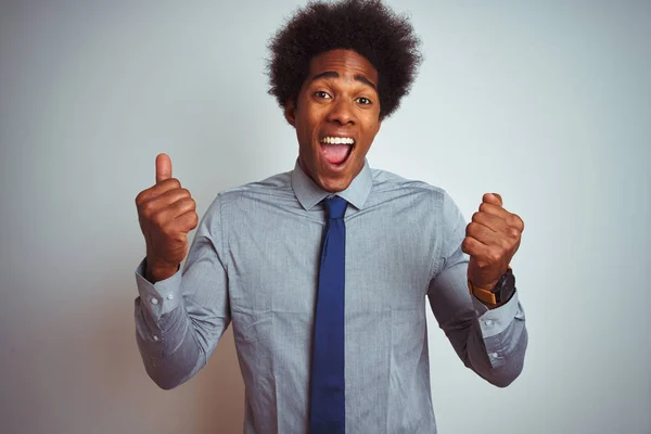 Αμερικανός Άνθρωπος Άφρο Μαλλιά Φορώντας Πουκάμισο Και Γραβάτα Πάνω Από — Φωτογραφία Αρχείου