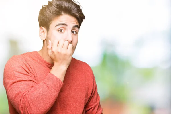 Joven Hombre Guapo Sobre Fondo Aislado Buscando Estresado Nervioso Con —  Fotos de Stock