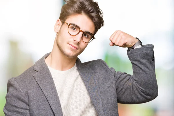 Jeune Homme Affaires Portant Des Lunettes Sur Fond Isolé Personne — Photo