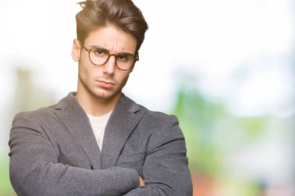 Joven Hombre Negocios Con Gafas Sobre Fondo Aislado Escéptico Nervioso —  Fotos de Stock