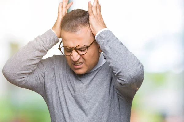 Bussines Mittleren Alters Arabischen Mann Mit Brille Über Isoliertem Hintergrund — Stockfoto