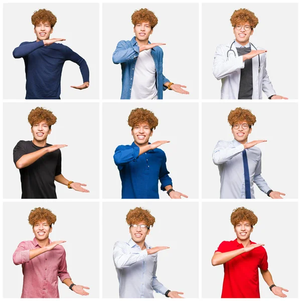 Collage Young Man Wearing Different Looks Isolated White Background Gesturing — Stock Photo, Image