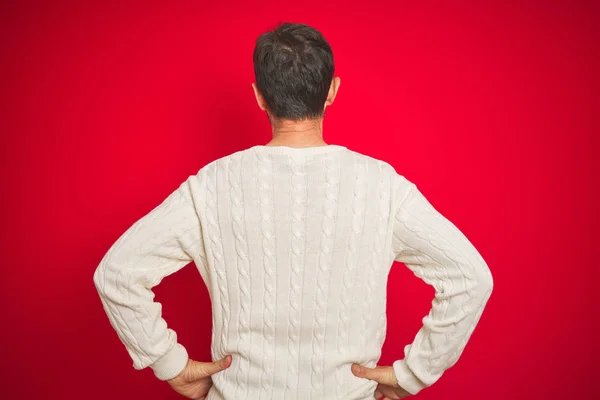 Schöner Älterer Mann Mittleren Alters Mit Grauen Haaren Vor Isoliertem — Stockfoto