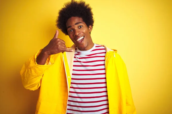 African American Man Afro Hair Wearing Rain Coat Standing Isolated — Stock Photo, Image