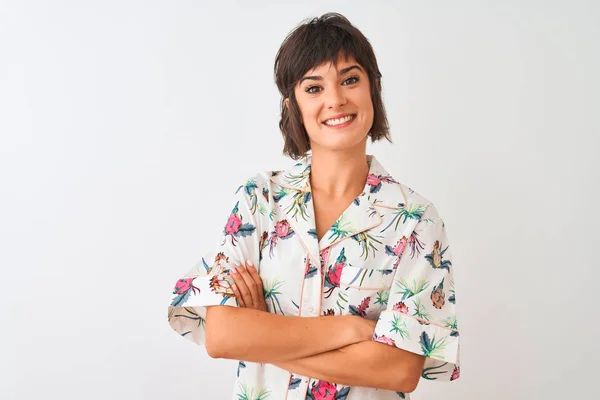 Mooie Vrouw Vakantie Dragen Zomer Casual Shirt Geïsoleerde Witte Achtergrond — Stockfoto