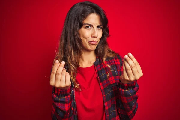 Jeune Belle Femme Vêtue Une Veste Décontractée Debout Sur Fond — Photo