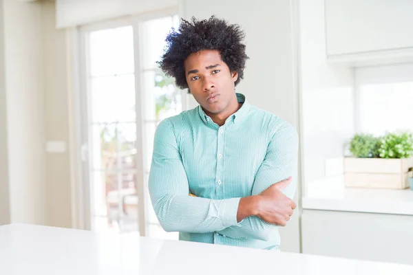 Afroamerický Obchodní Muž Který Nosí Elegantní Košili Skeptik Nervózní Neschválil — Stock fotografie