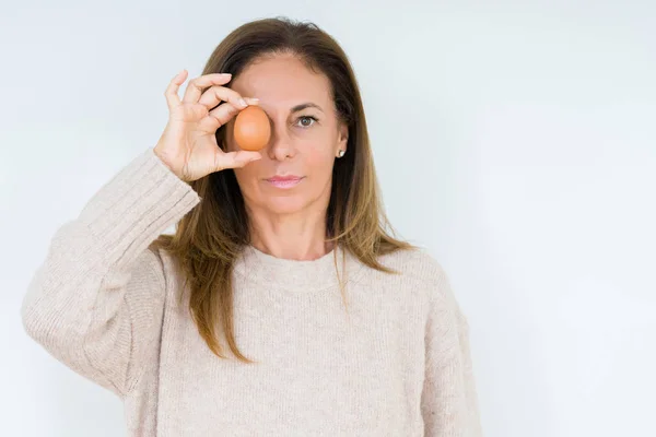 Frau Mittleren Alters Mit Frischem Vor Isoliertem Hintergrund Und Selbstbewusstem — Stockfoto