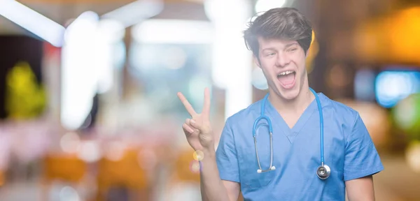 Young Doctor Wearing Medical Uniform Isolated Background Smiling Happy Face — Stock Photo, Image