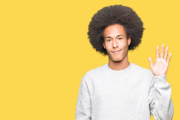 Jonge Afro Amerikaanse Man Met Afro Haar Dragen Sportieve Sweater — Stockfoto