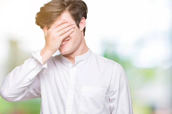 Junger Gutaussehender Geschäftsmann Mit Isoliertem Hintergrund Der Vor Überraschung Lächelnd — Stockfoto