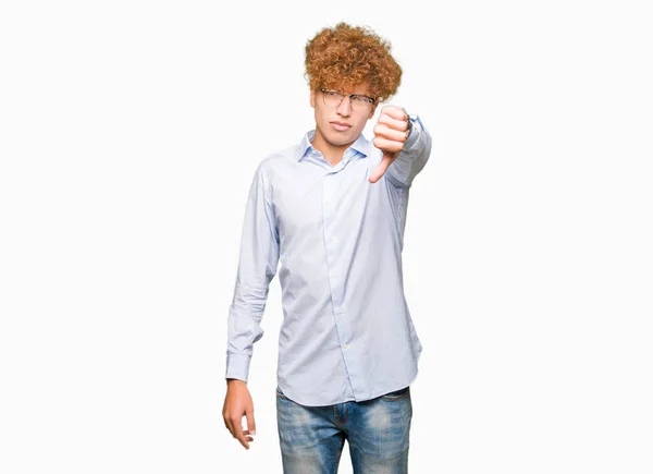 Young Handsome Business Man Afro Wearing Glasses Looking Unhappy Angry — Stock Photo, Image