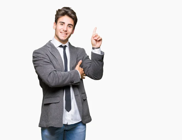 Joven Hombre Negocios Con Traje Corbata Sobre Fondo Aislado Con —  Fotos de Stock