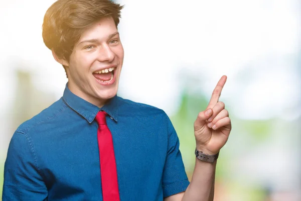 Junger Gutaussehender Geschäftsmann Mit Roter Krawatte Über Isoliertem Hintergrund Mit — Stockfoto
