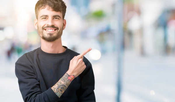 Jonge Knappe Man Geïsoleerd Background Pointing Met Hand Vinger Naar — Stockfoto