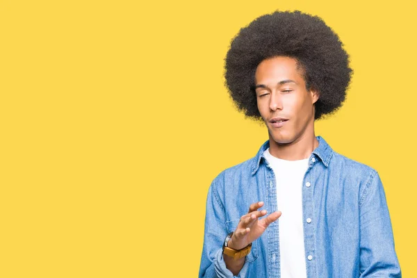 Young African American Man Afro Hair Disgusted Expression Displeased Fearful — Stock Photo, Image