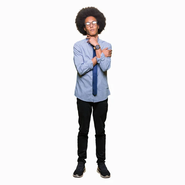 Jonge Afro Amerikaanse Zakenman Met Het Dragen Van Afro Haar — Stockfoto