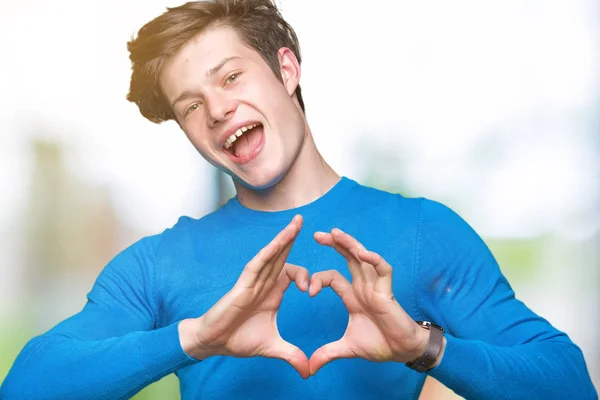 Young Handsome Man Wearing Blue Sweater Isolated Background Smiling Love — Stock Photo, Image