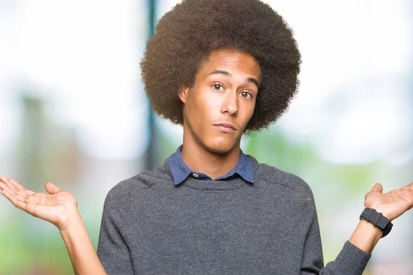 Jeune Homme Affaires Afro Américain Aux Cheveux Afro Expression Désemparée — Photo