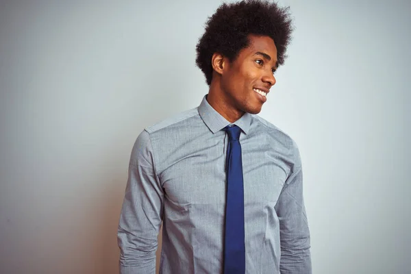 Homem Negócios Americano Com Cabelo Afro Vestindo Camisa Gravata Sobre — Fotografia de Stock