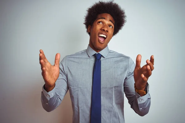 Amerikaanse Business Man Met Afro Haar Dragen Shirt Binden Geïsoleerde — Stockfoto